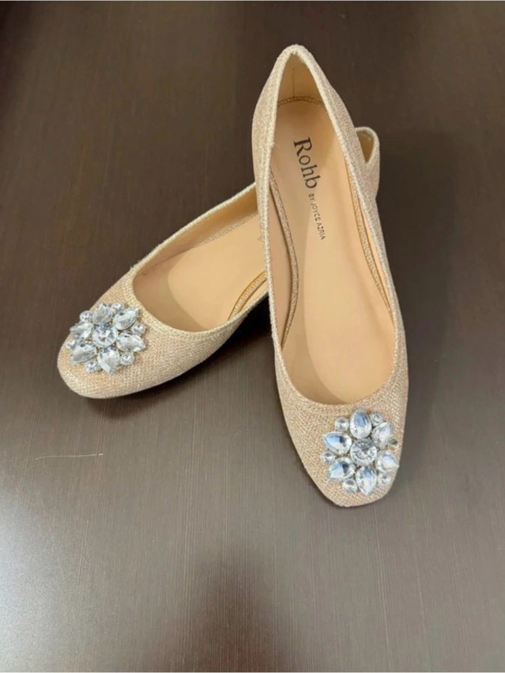 ROHB Champagne Gold Jeweled Flats